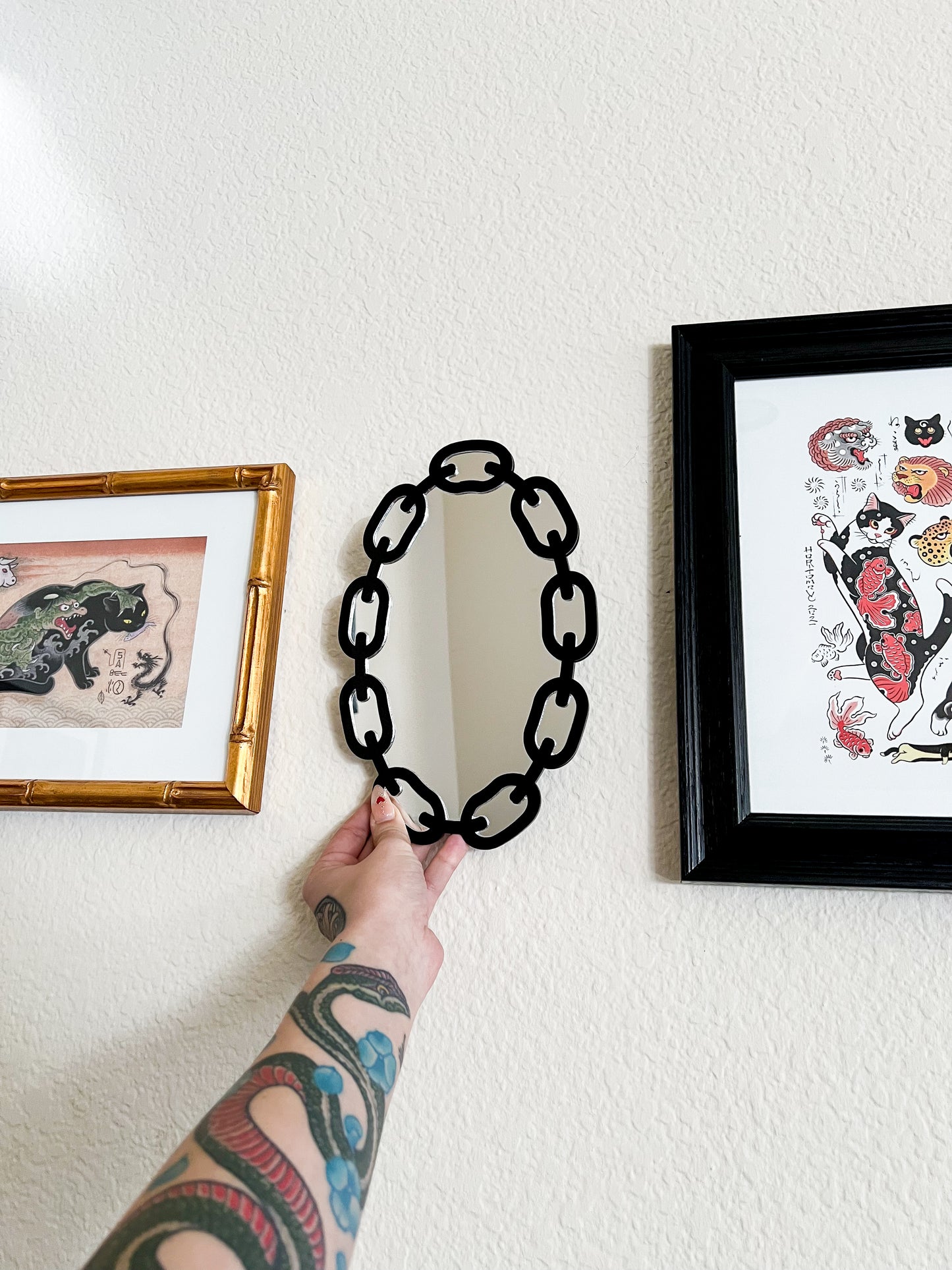 Large Chain Oval Mirror