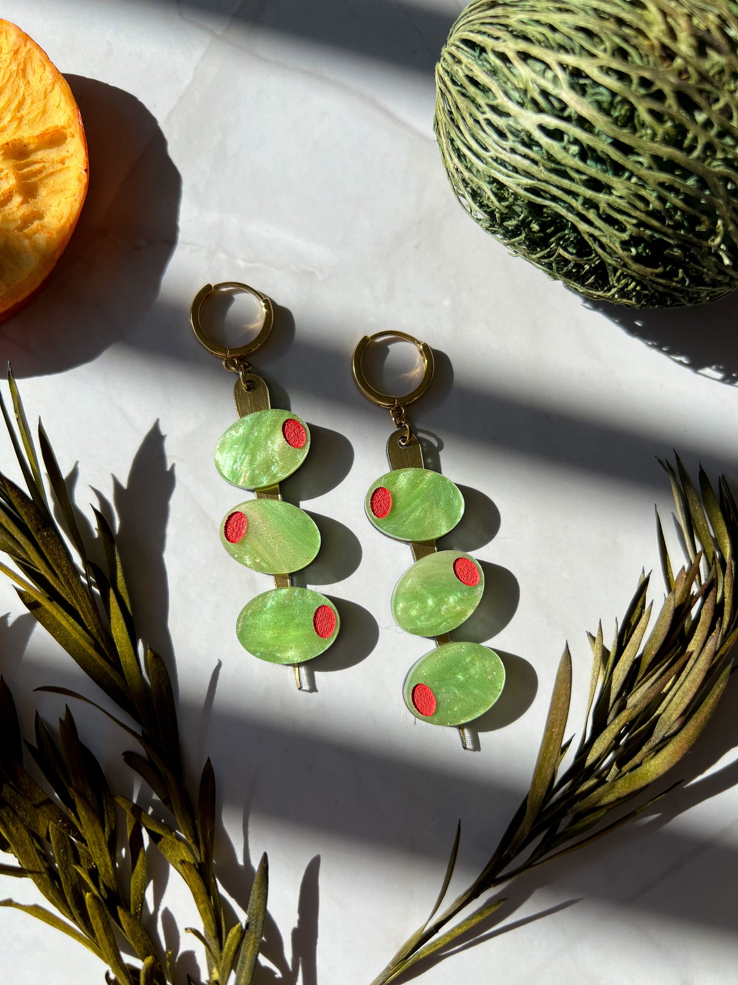 Olives on Toothpick Earrings