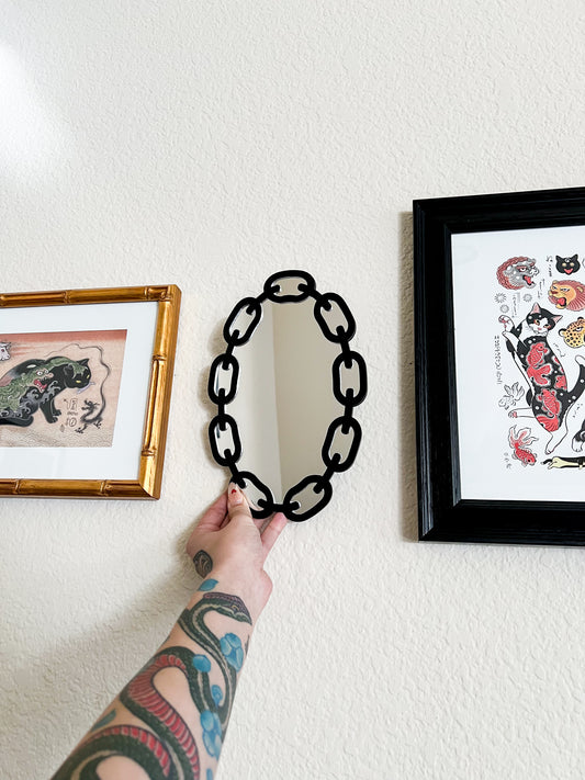 Large Chain Oval Mirror