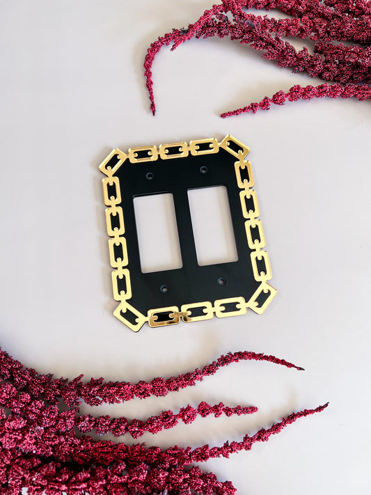 Chain Rectangle Double Light Switch Plate