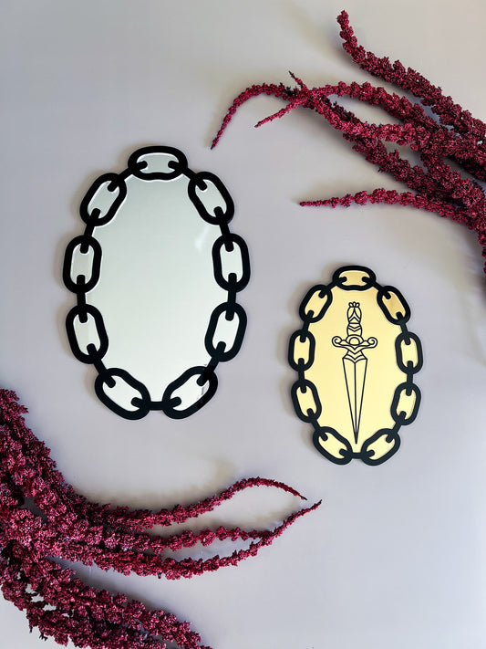Large Chain Oval Mirror